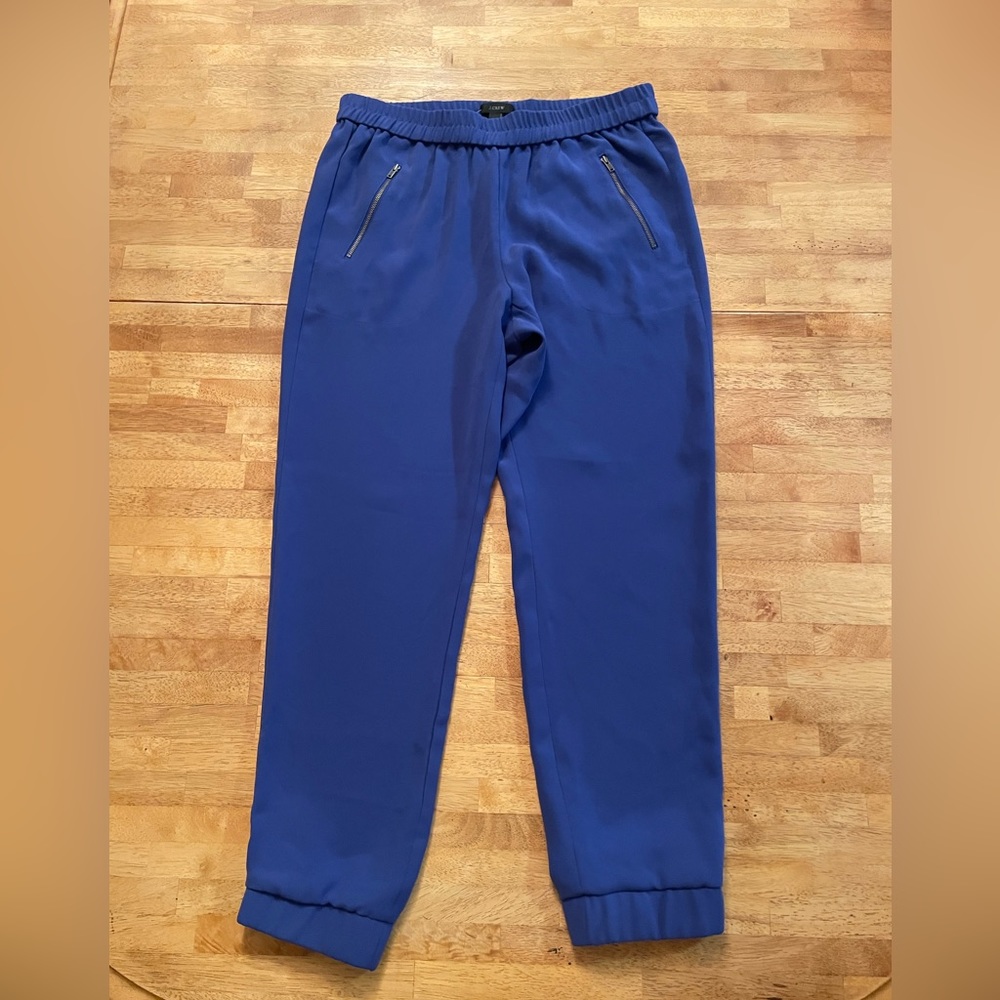 NWOT JCREW size 4 TURNER PANTS Pull-On High Rise Dressy Crepe Jogger Style BLUE